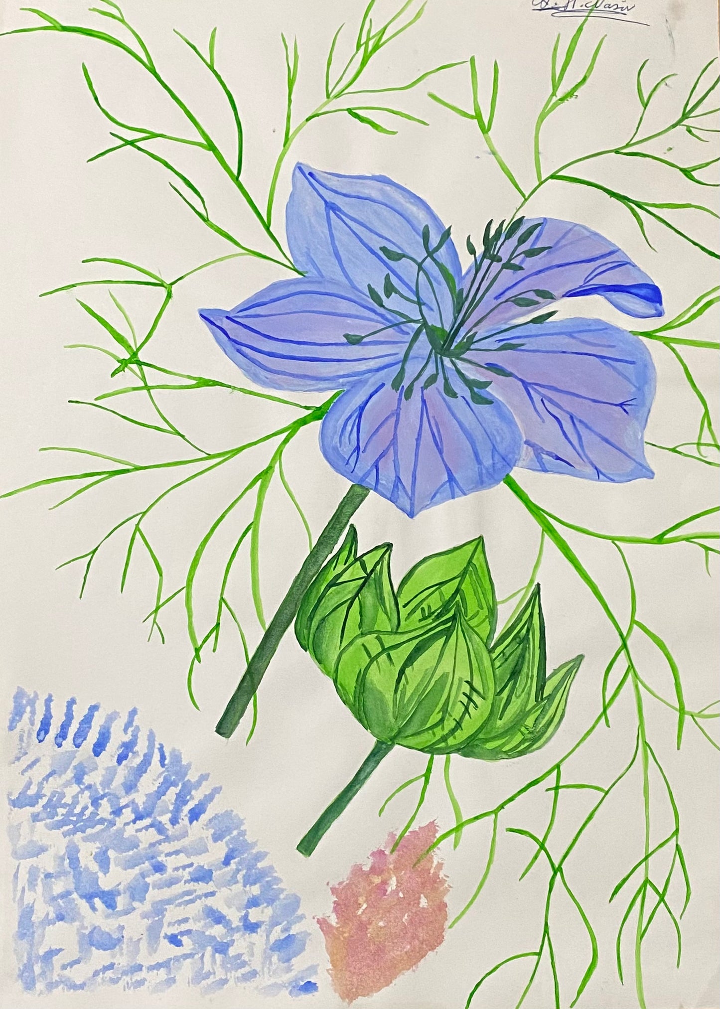 Framed Beautiful, Blue Lillie, Illuminated type of use of colours